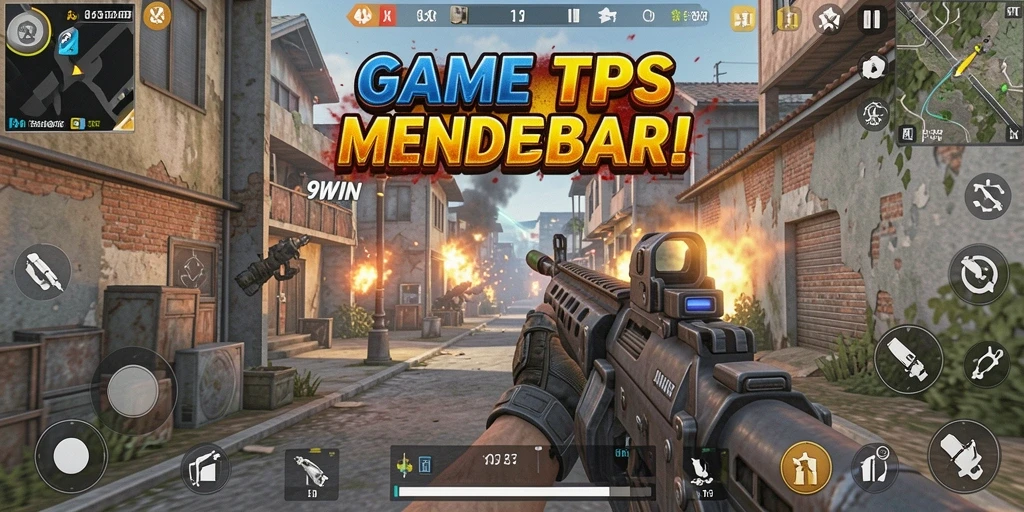 Screenshot gameplay 9WIN menampilkan aksi tembak-menembak yang intens dan mendebarkan.