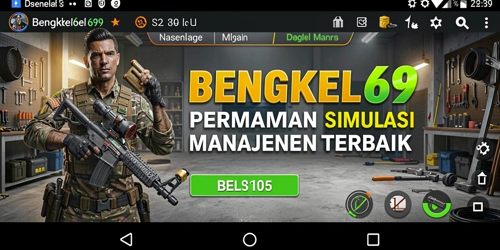 Screenshot BENGKEL69 menampilkan gameplay manajemen bengkel yang seru.