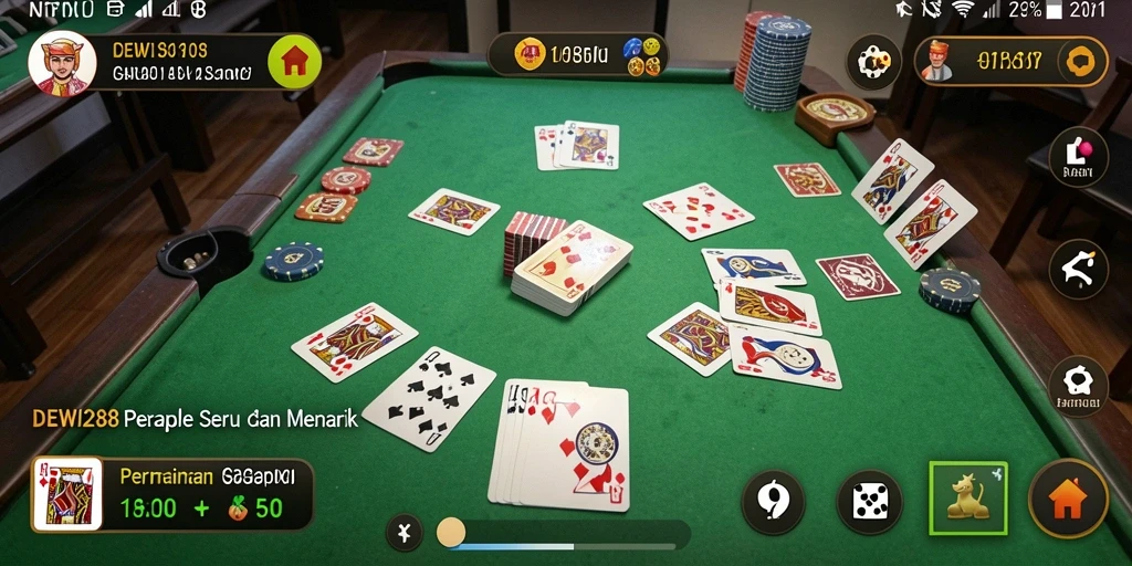 Tampilan menarik gameplay DEWI288 dengan suasana Gaple yang seru.