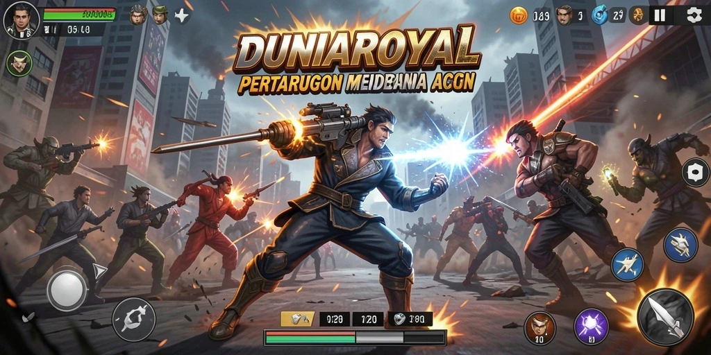 Gameplay DUNIAROYAL yang menegangkan dan penuh aksi.