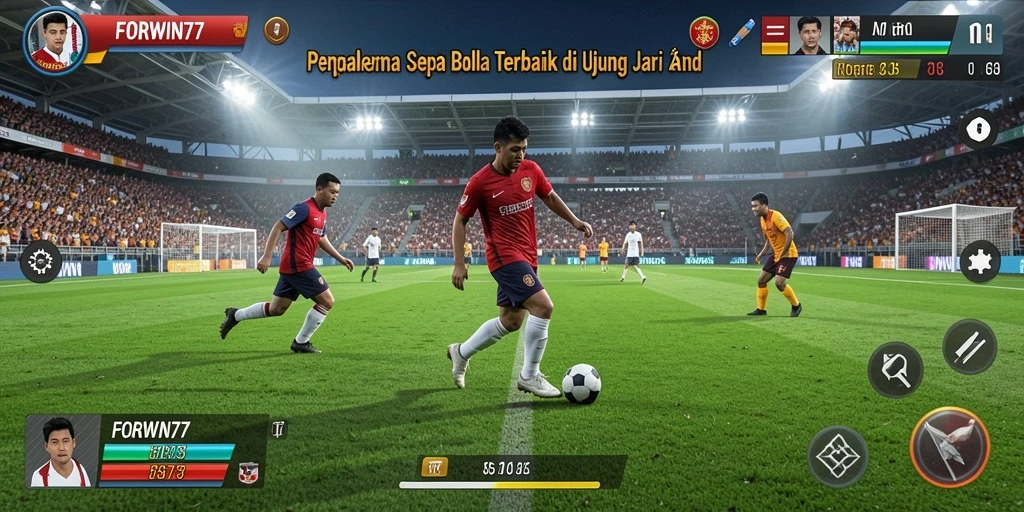 Tampilan gameplay menarik dari FORWIN77 yang penuh aksi sepak bola.
