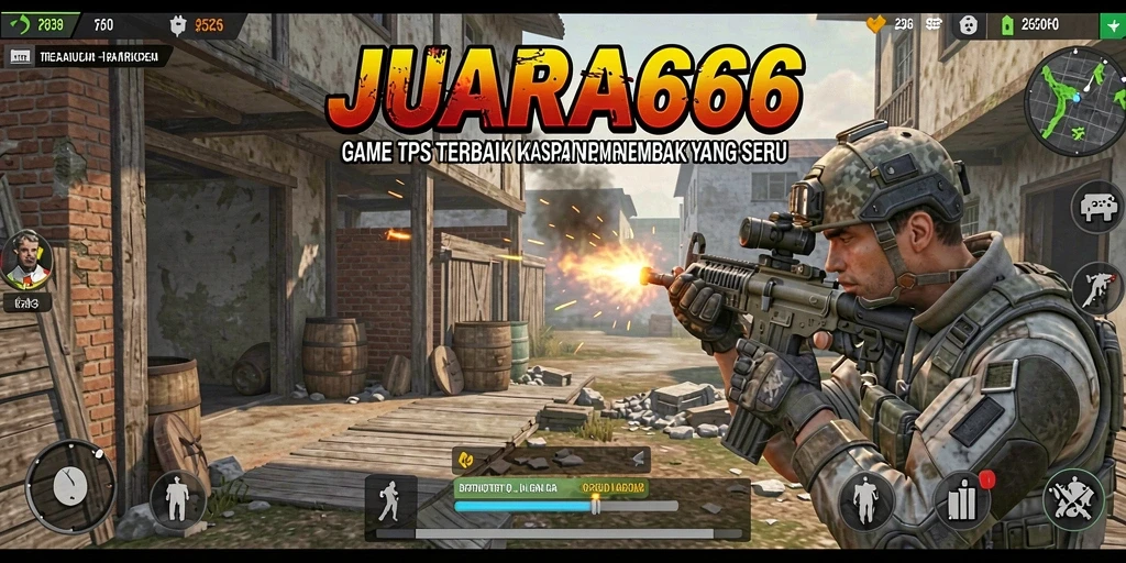 Gameplay JUARA666 yang seru dan penuh aksi dalam mode TPS.