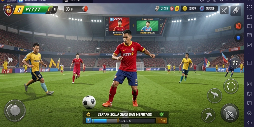 Gameplay seru PT777 dengan aksi sepak bola yang mendebarkan.