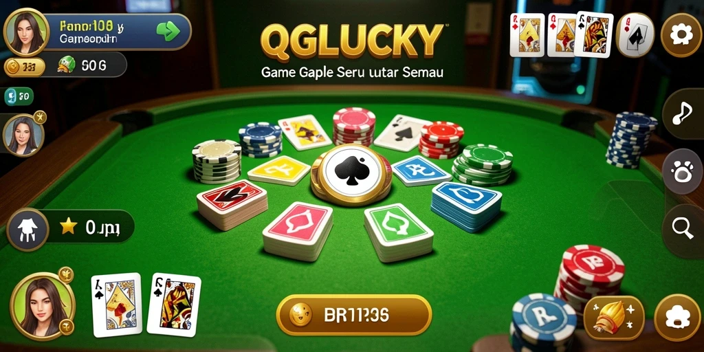 Screenshot QGLUCKY menampilkan gameplay Gaple yang menarik dan interaktif.