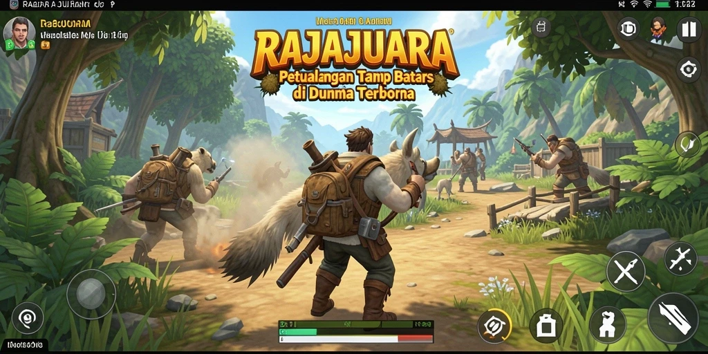 Tangkapan layar gameplay RAJAJUARA yang menampilkan eksplorasi dunia terbuka.