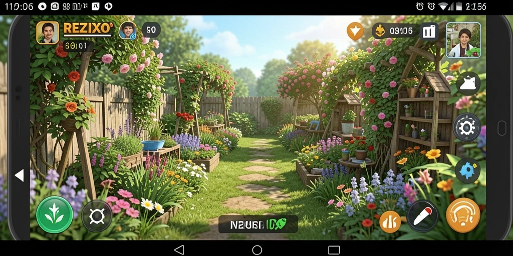 Tampilan gameplay <strong>REZIXO</strong> yang memukau dan penuh warna saat bertani.