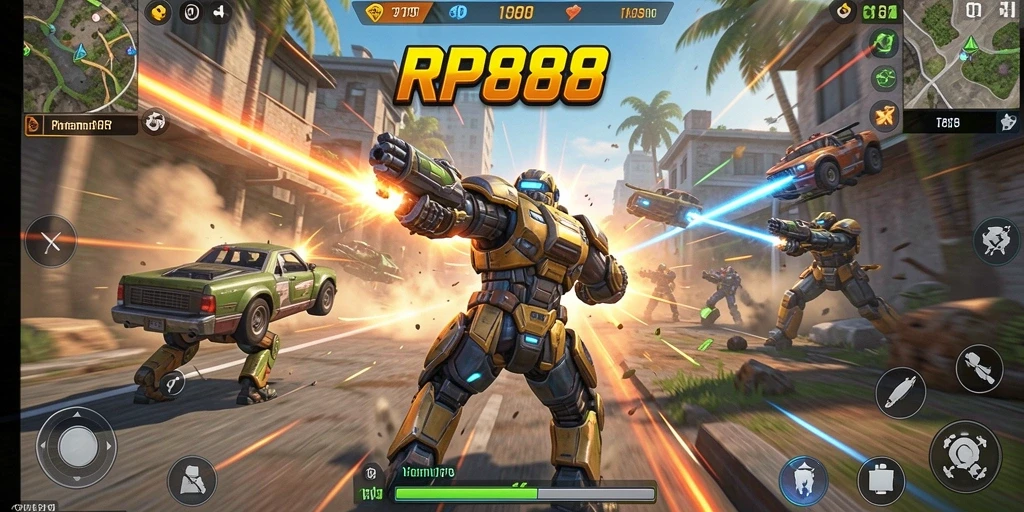 Tangkapan layar menunjukkan aksi penuh dalam game TPS RP888.