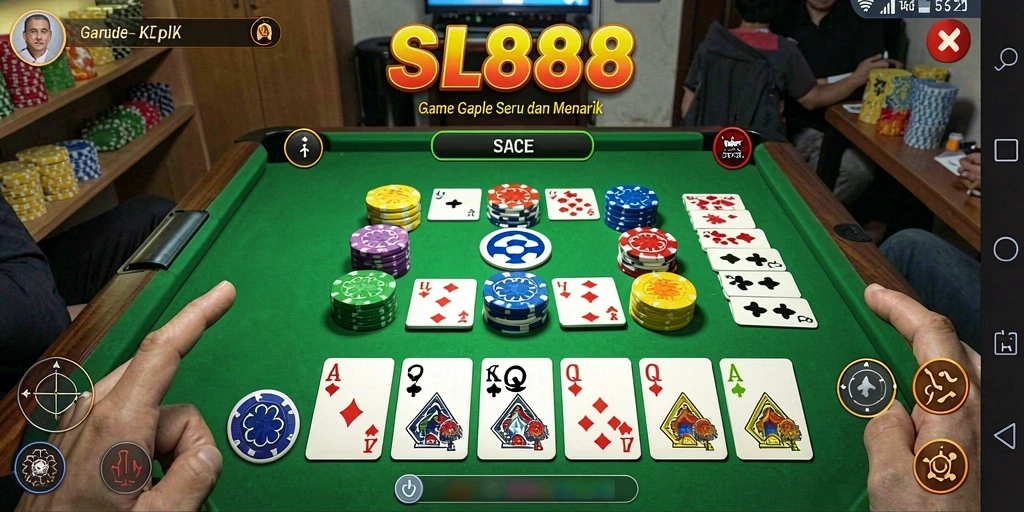 Tampilan gameplay seru dan mendebarkan dari SL888 saat bermain Gaple.