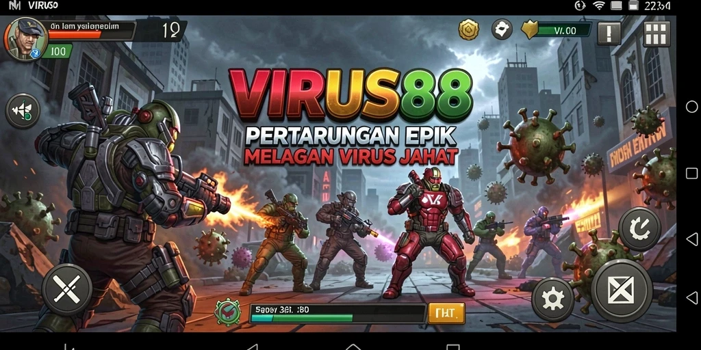 Tampilan gameplay yang seru dan mendebarkan dari VIRUS88.